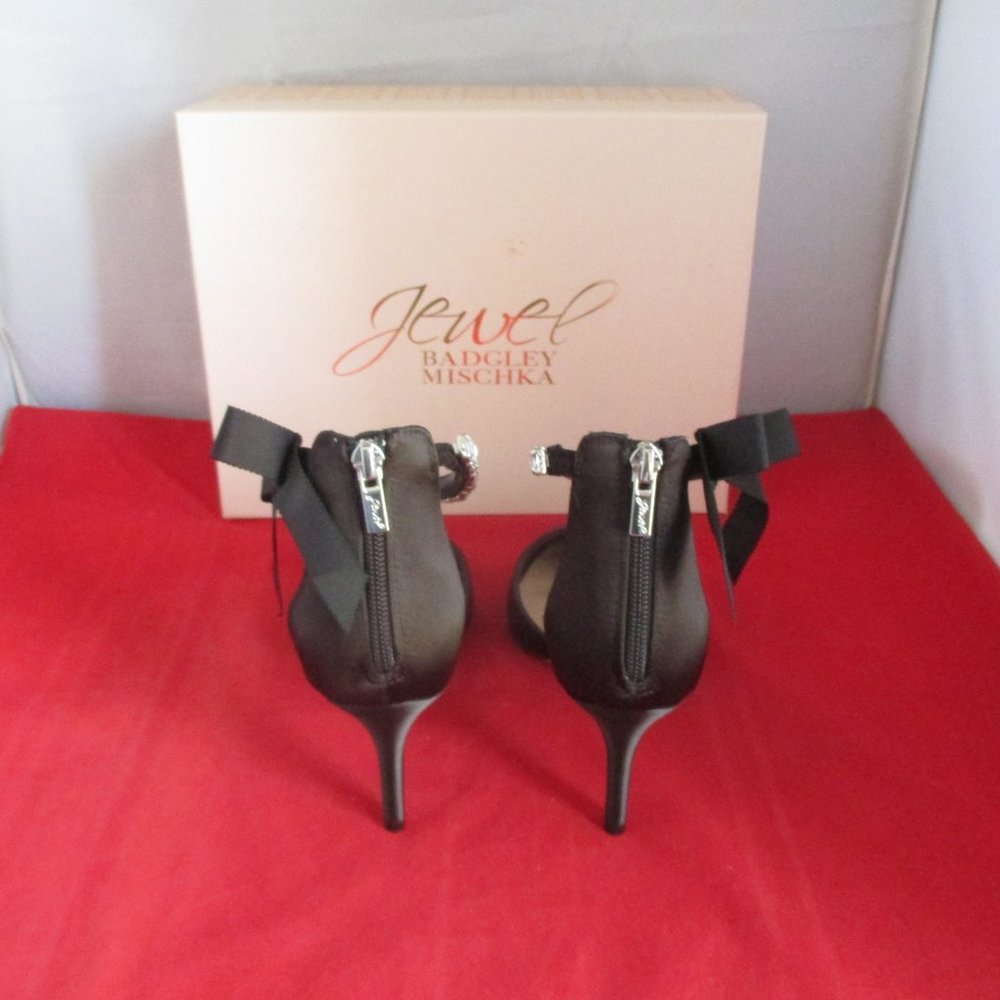 JEWEL BADGLEY MISCHKA Jaycee Evening Pump - US Size 7 1/2 - Black Satin - #822 - Picture 10 of 15